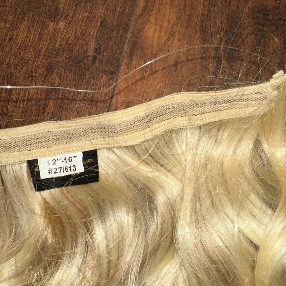 Sizzle Hair Extensions String Halo Style Light Blonde 12”-16” 100 Gram 27/613.